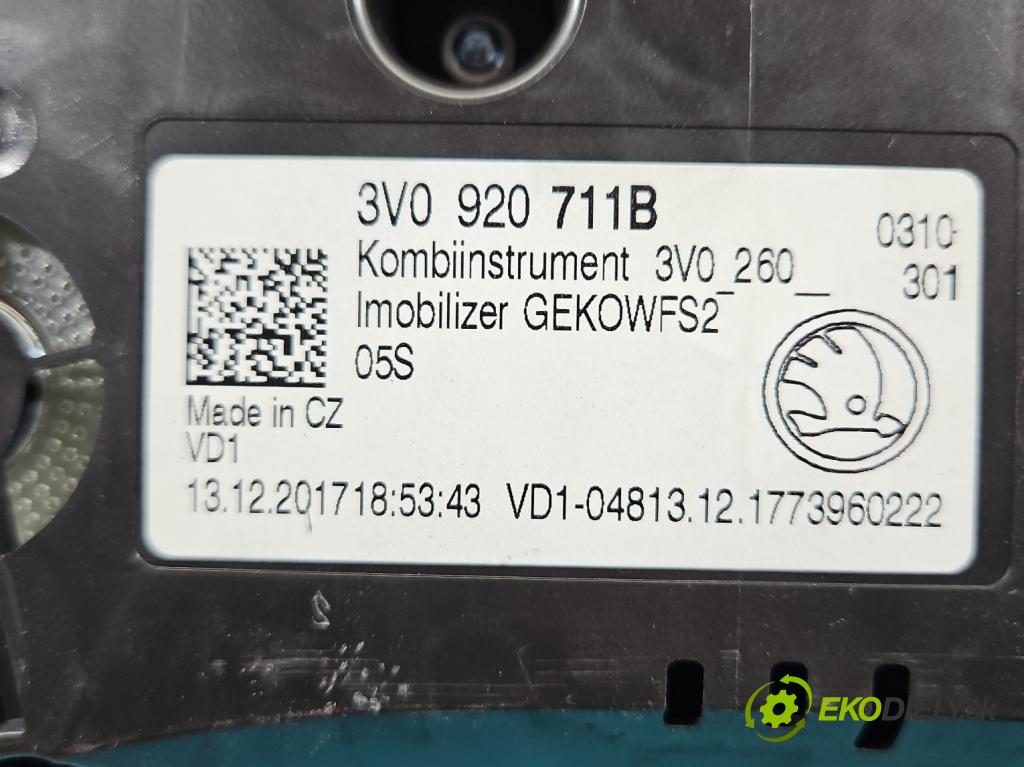 Skoda Superb III 2015-2024 2.0 TDI 190 HP automatic 140 kW 1968 cm3 5- prístrojovka/ budíky 3V0920711B (Prístrojová doska)