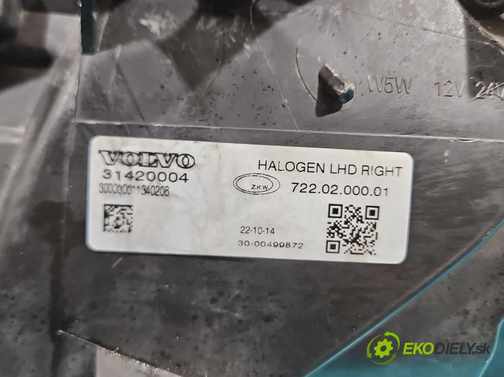 Volvo V40 II 2012-2019 1.6 D2 114 HP manual 84 kW 1560 cm3 5- Reflektor: pravý 31420004 (Svetlo predné pravé)