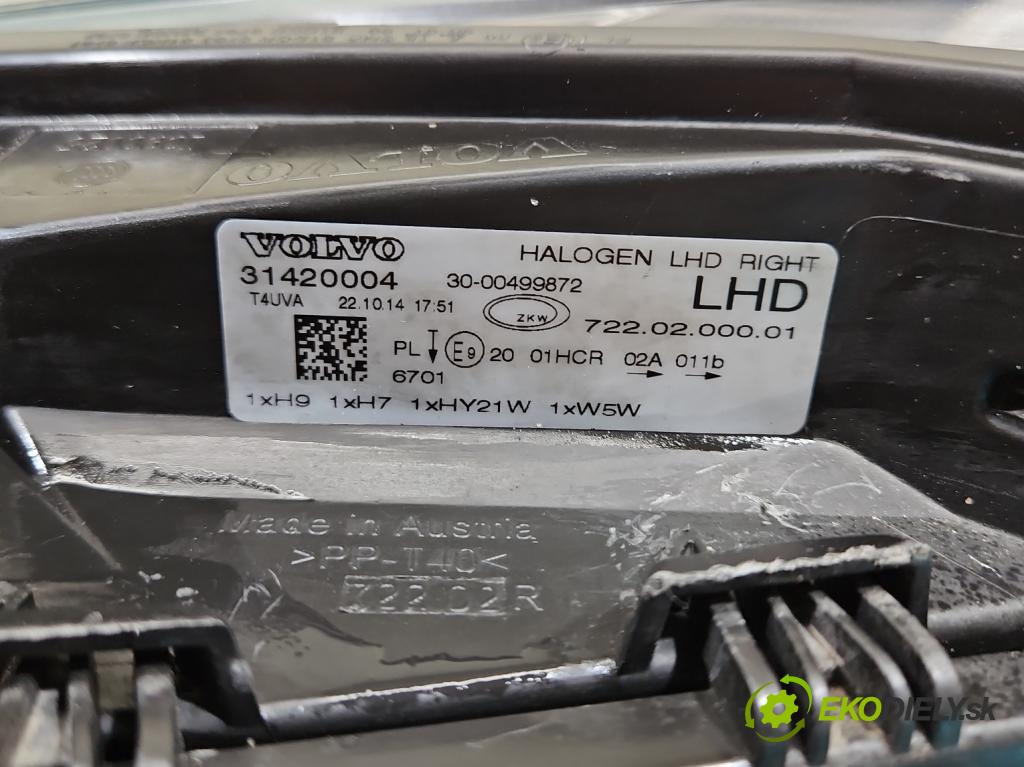 Volvo V40 II 2012-2019 1.6 D2 114 HP manual 84 kW 1560 cm3 5- Reflektor: pravý 31420004 (Svetlo predné pravé)