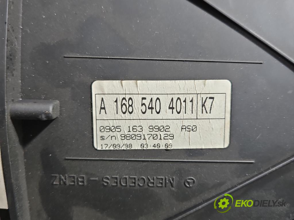 Mercedes A W168 1997-2004 1.6 102 HP manual 75 kW 1598 cm3 5- prístrojovka/ budíky A1685404011 (Prístrojová doska)
