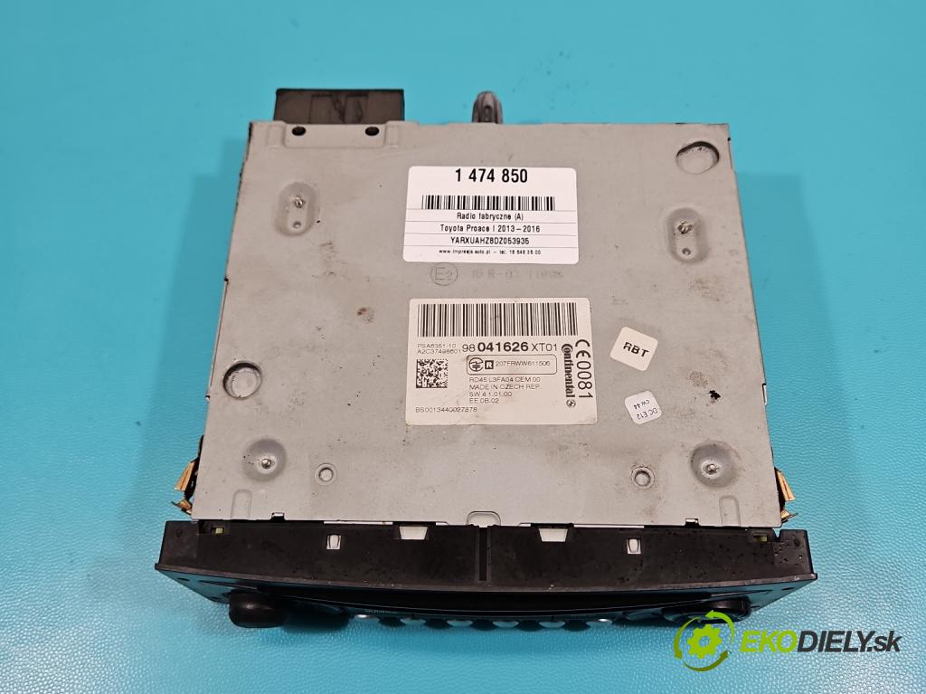 Toyota Proace I 2013-2016 2.0 D4D 128 HP manual 94 kW 1997 cm3 5- Radio originál 98041626XT