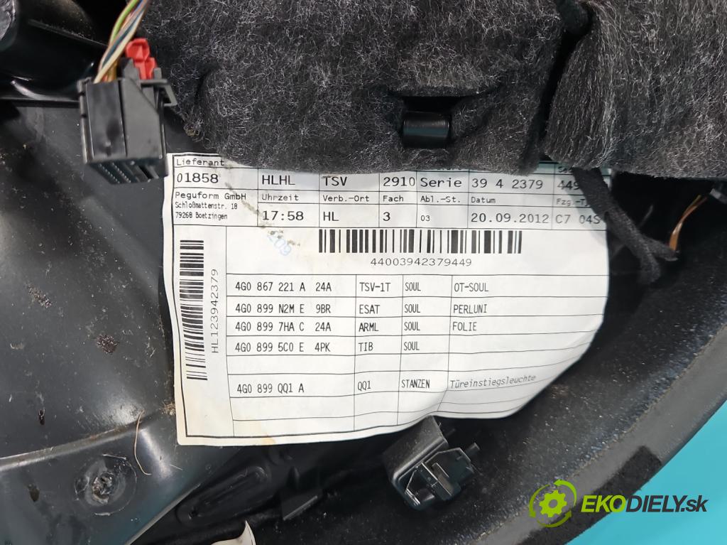 Audi A6 C7 2011-2018 2.0 TFSI 179KM automatic 132 kW 1984 cm3 4- Tapacír: dveře zadní levé