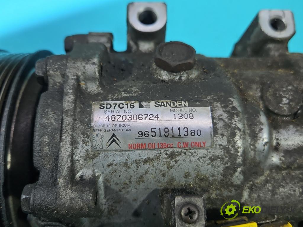 Citroen C4 Picasso I 2006-2013 2.0 hdi 136 HP automatic 100 kW 1997 cm3 5- Kompresor: klimatizácie 9651911380 (Kompresor klimatizácie)