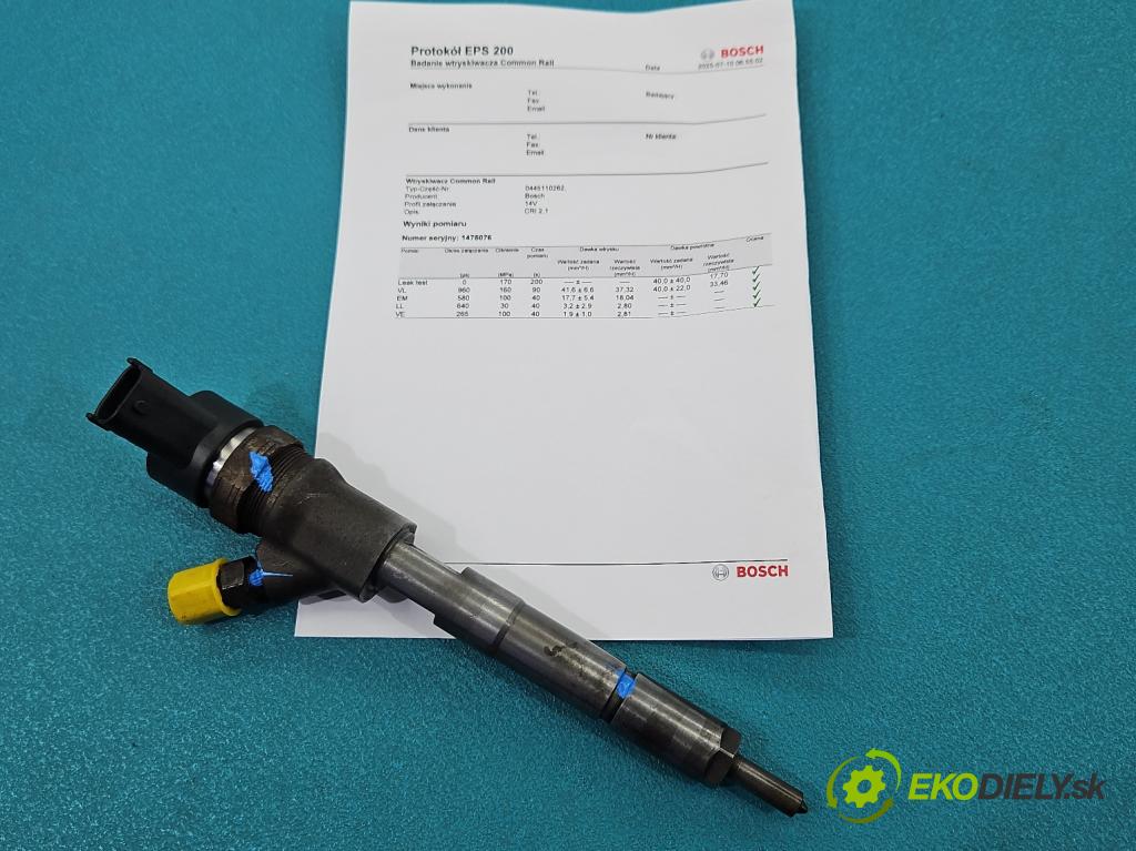 Toyota Yaris II 2005-2011 1.4 D4D 90 HP manual 66 kW 1364 cm3 5- vstrek 0445110262 (Vstrekovač paliva)