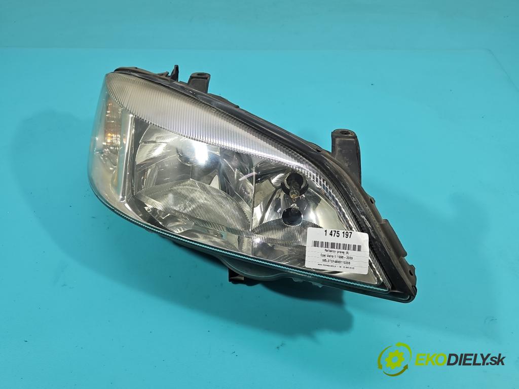 Opel Astra II 1998-2009 1.6 16V 101 HP manual 74 kW 1598 cm3 5- Reflektor: pravý  (Svetlo predné pravé)