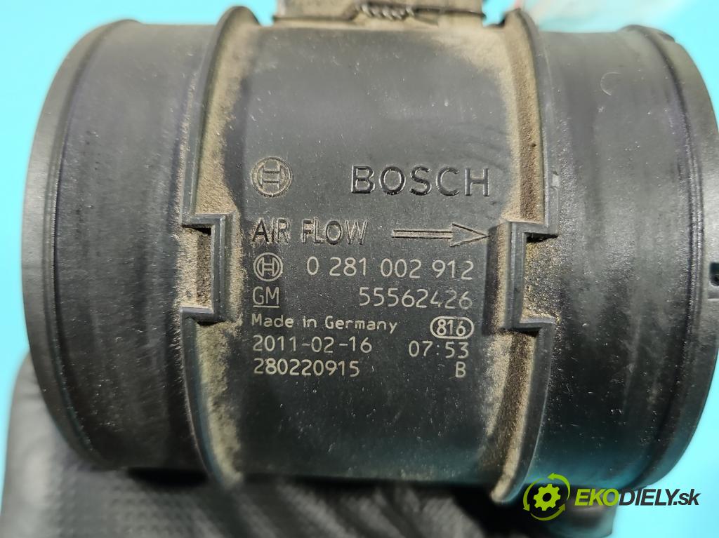 Opel Insignia A 2008-2017 2.0 cdti 131 HP manual 96 kW 1956 cm3 5- průtokoměr: 0281002912 (Váha vzduchu)