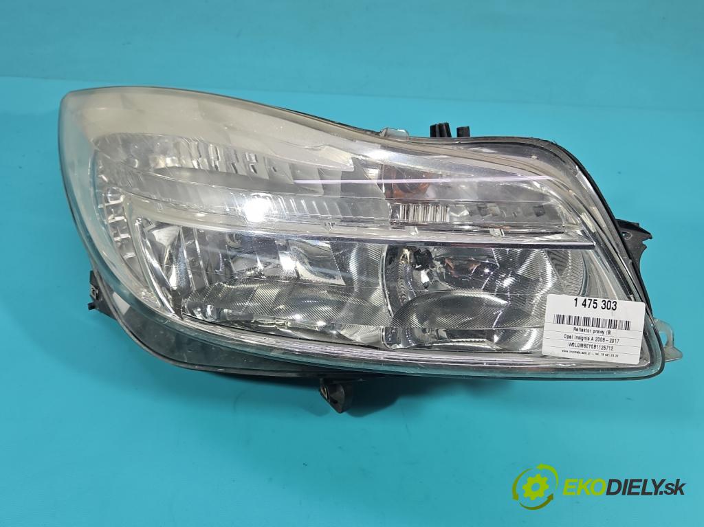 Opel Insignia A 2008-2017 2.0 cdti 131 HP manual 96 kW 1956 cm3 5- Reflektor: pravý 13226783 (Svetlo predné pravé)