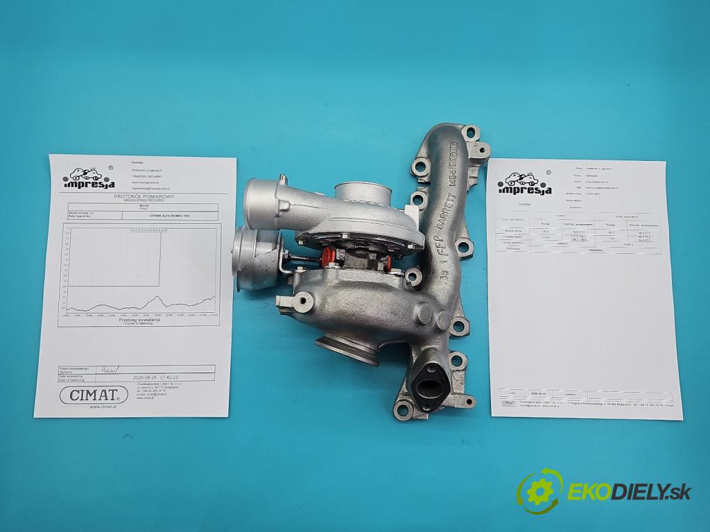 Alfa romeo 159 1.9 jtd 150 hp manual 110 kW 1910 cm3 5- Turbodmychadlo repasováno 773721-1