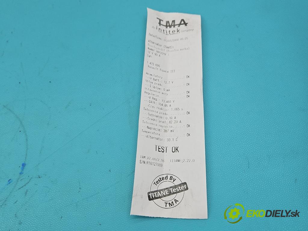 Renault Espace III 1997-2003 2.0 16V 140 HP manual 103 kW 1998 cm3 5- Alternator  (Alternátor)