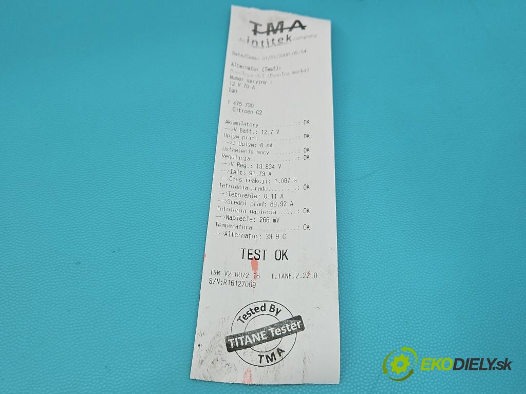 Citroen C2 1.4 8V 73 HP manual 54 kW 1360 cm3 3- Alternator  (Alternátor)