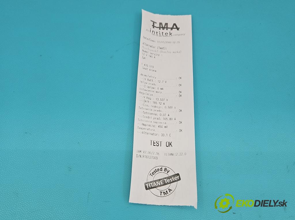 Seat Arona 2017- 1.0 TSI 110 HP manual 81 kW 999 cm3 5- Alternator 05E903026Q (Alternátor)