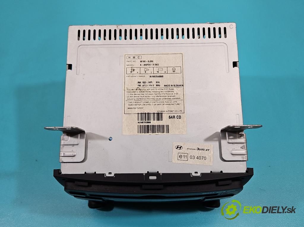 Hyundai I30 I 2007-2012 1.4 16V 109 HP manual 80,2 kW 1396 cm3 5- Radio originál 96160-2L200