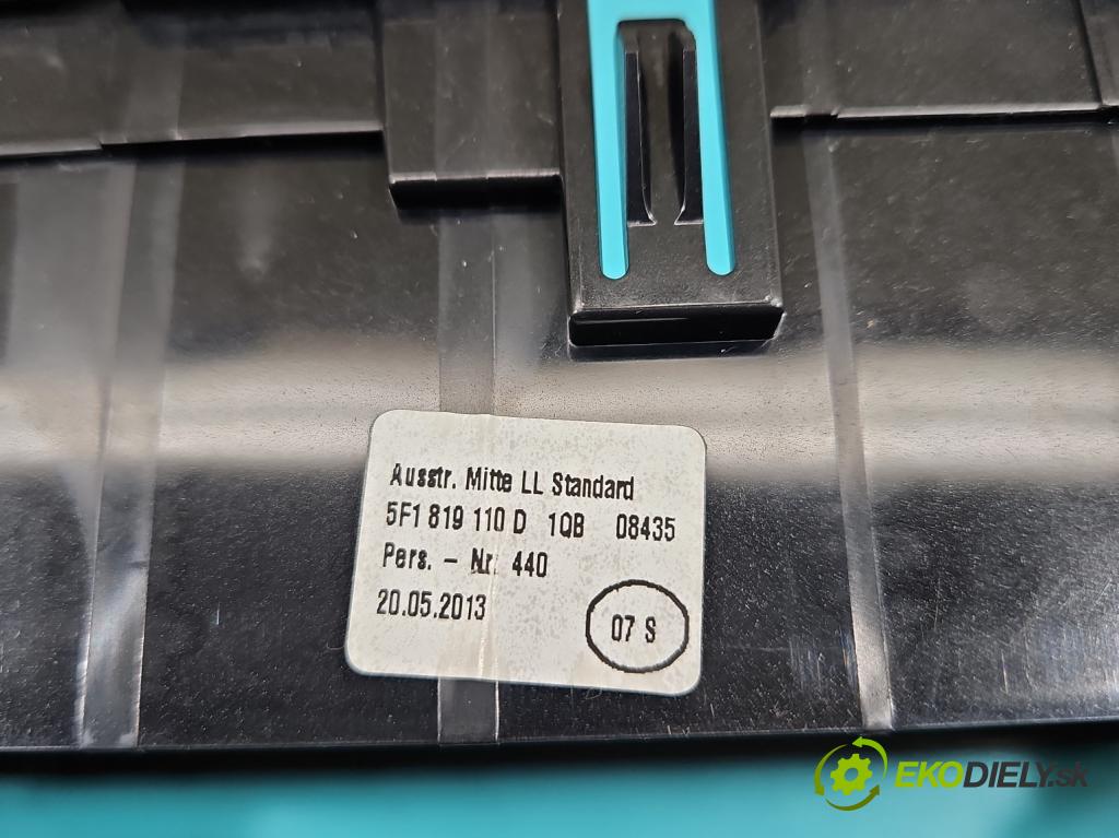 Seat Leon III 2012-2020 1.8 TSI 179KM automatic 132 kW 1798 cm3 5- Mřížka: kúrenia stredová 5F1819110D (Mriežka kúrenia (fukár))