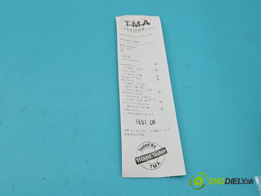 Fiat Ducato II 1994-2006 2.8 jtd 128 HP manual 94 kW 2800 cm3 5- Alternator  (Alternátor)