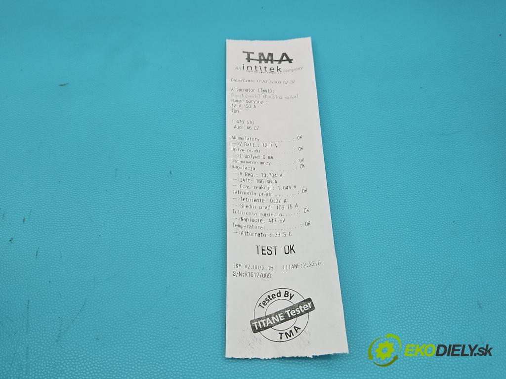 Audi A6 C7 2011-2018 2.0 TFSI 179KM automatic 132 kW 1984 cm3 4- Alternator 06H903017S (Alternátor)