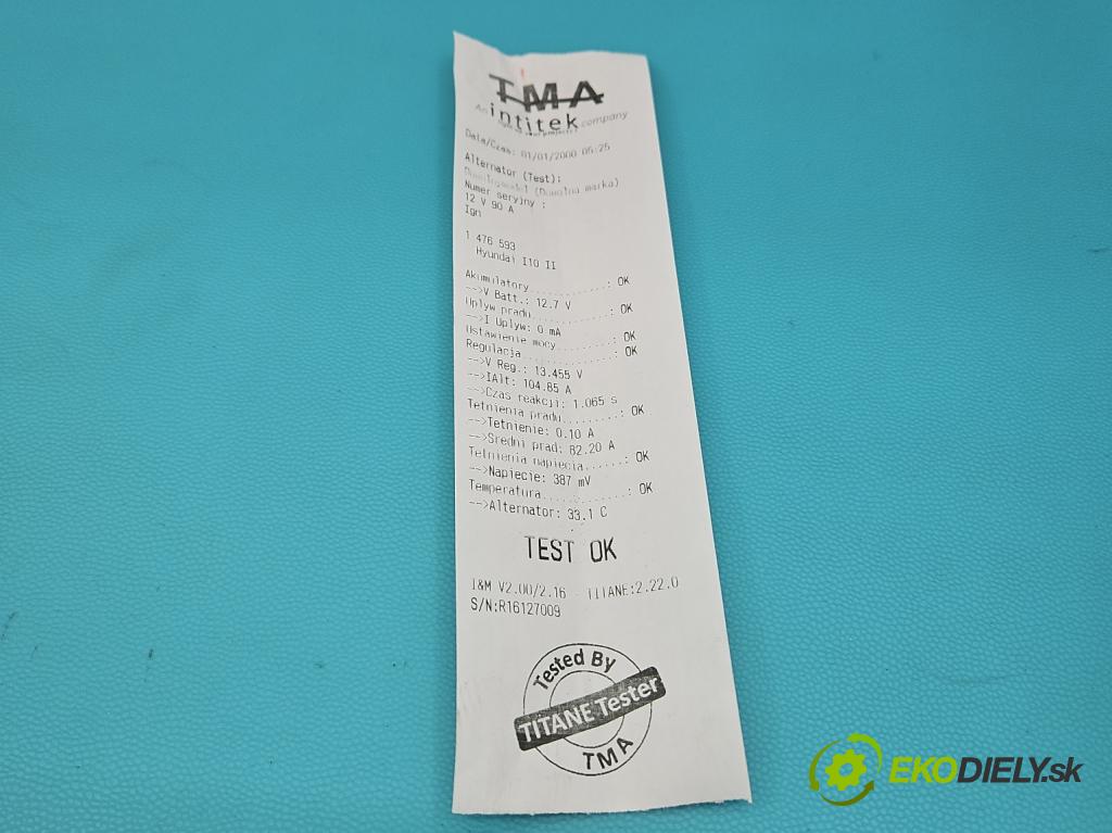 Hyundai I10 II 2013-2019 1.2 16V (G4LA) 87 HP manual 64 kW 1248 cm3 5- Alternator 37300-03355 (Alternátor)