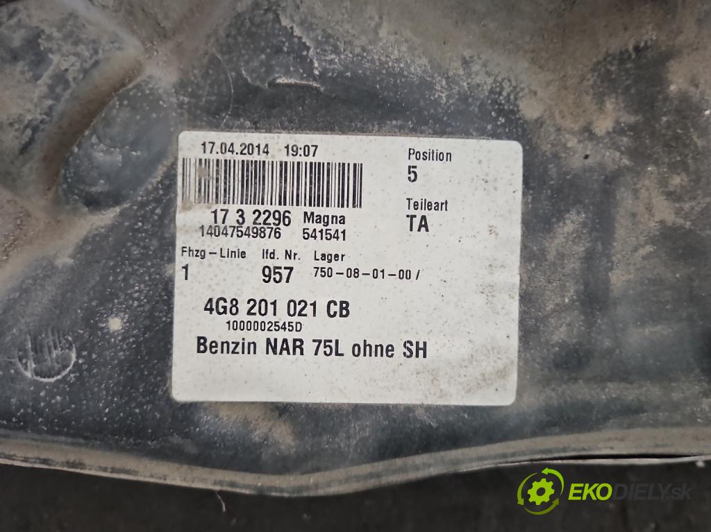 Audi A7 4G 2010-2018 4.0 V8 TFSI 420 hp automatic 309 kW 3993 cm3 5- Nádrž: palivo 4G8201021CB (Palivová nádrž)