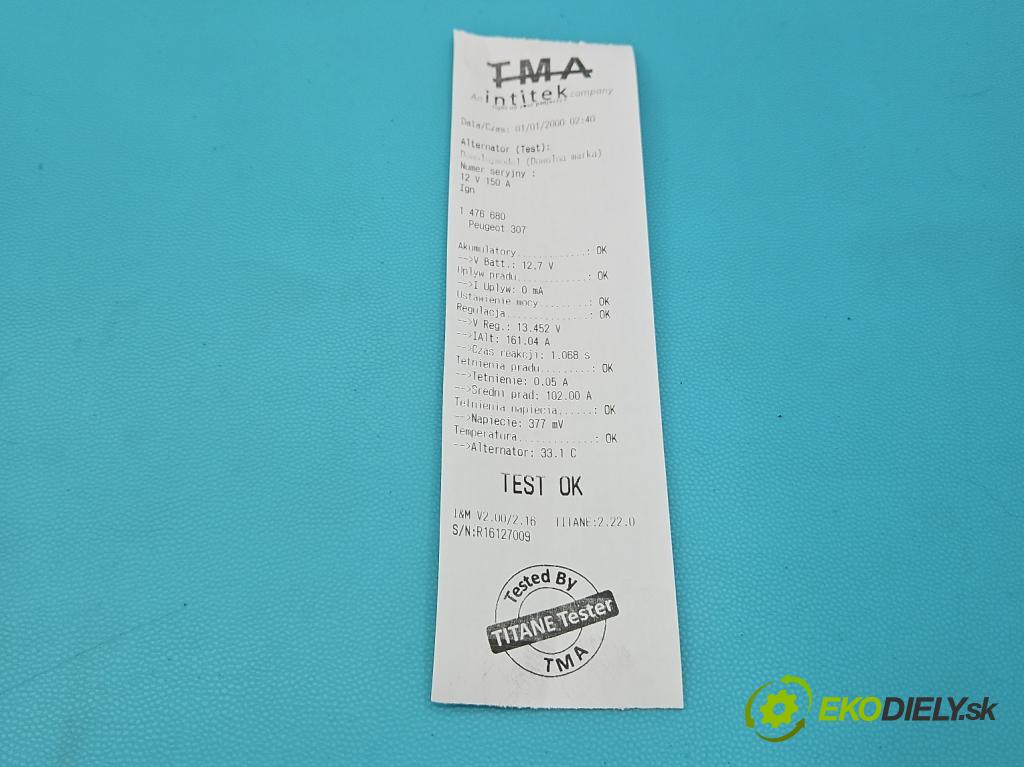 Peugeot 307 2.0 hdi 109 HP manual 80 kW 1997 cm3 5- Alternator 9645907580 (Alternátor)