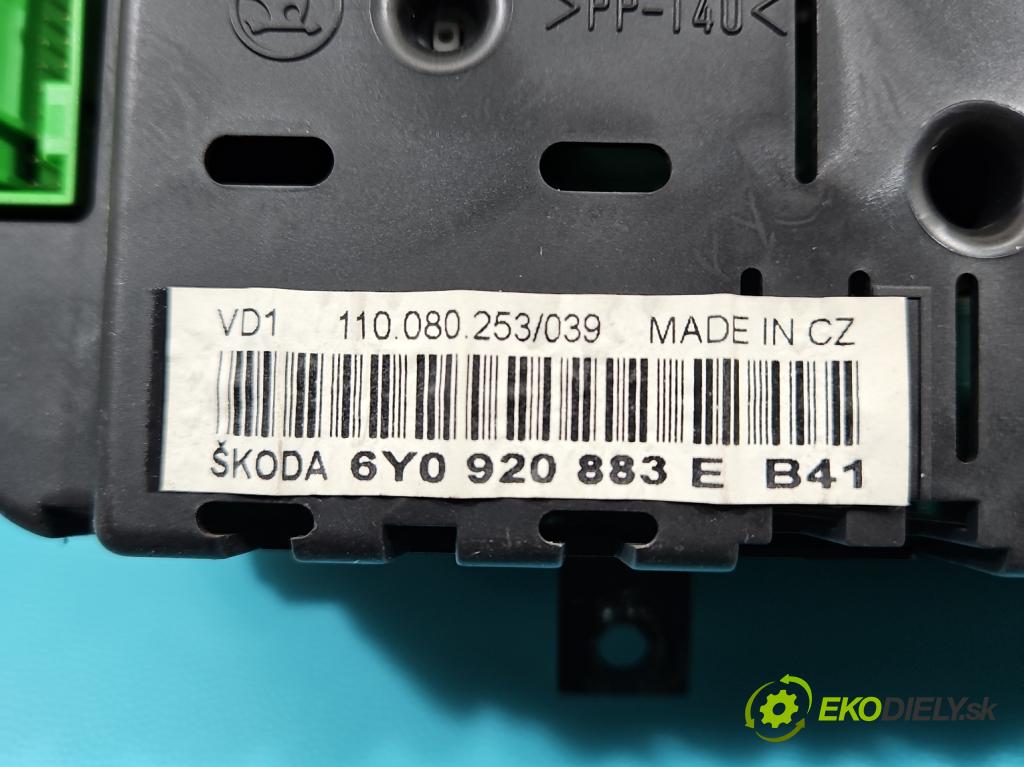 Skoda Fabia I 1999-2007 1.4d 80 HP manual 59 kW 1422 cm3 5- prístrojovka/ budíky 6Y0920883E (Prístrojová doska)