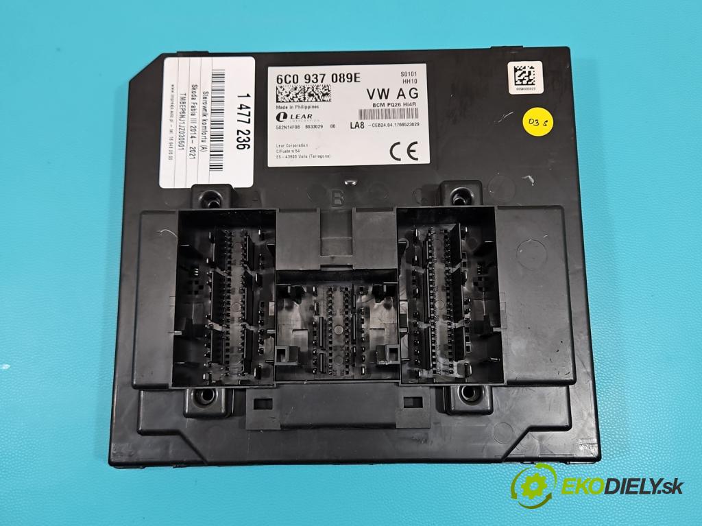 Skoda Fabia III 2014- 2021 1.0 TSI 95 HP manual 70 kW 999 cm3 5- riadiaca jednotka komfortu 6C0937089E