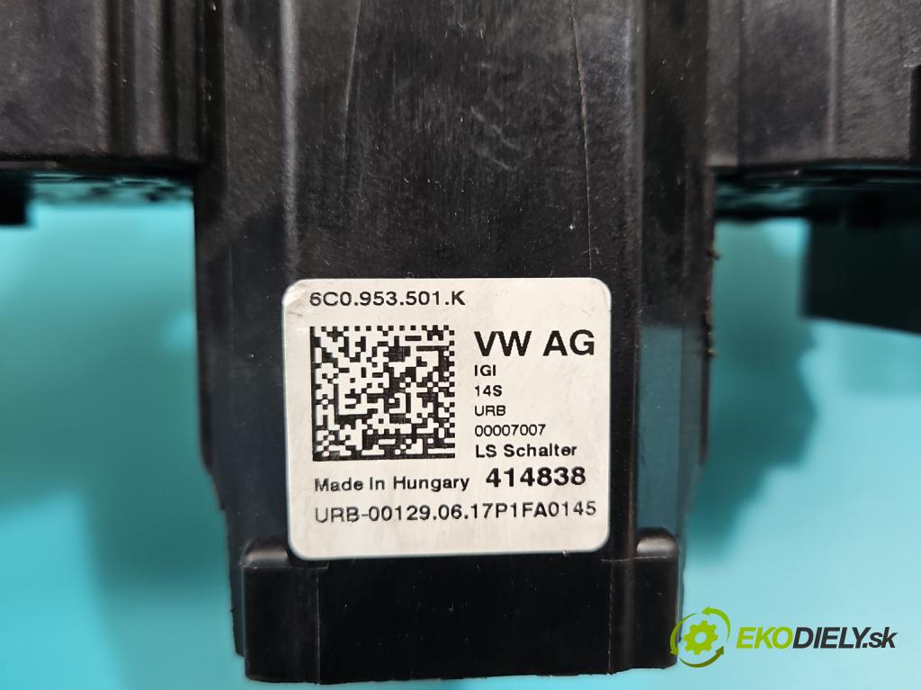 Skoda Fabia III 2014- 2021 1.0 TSI 95 HP manual 70 kW 999 cm3 5- prepínač komplex: 6C0953501K (Prepínacie páčky pod volantom)