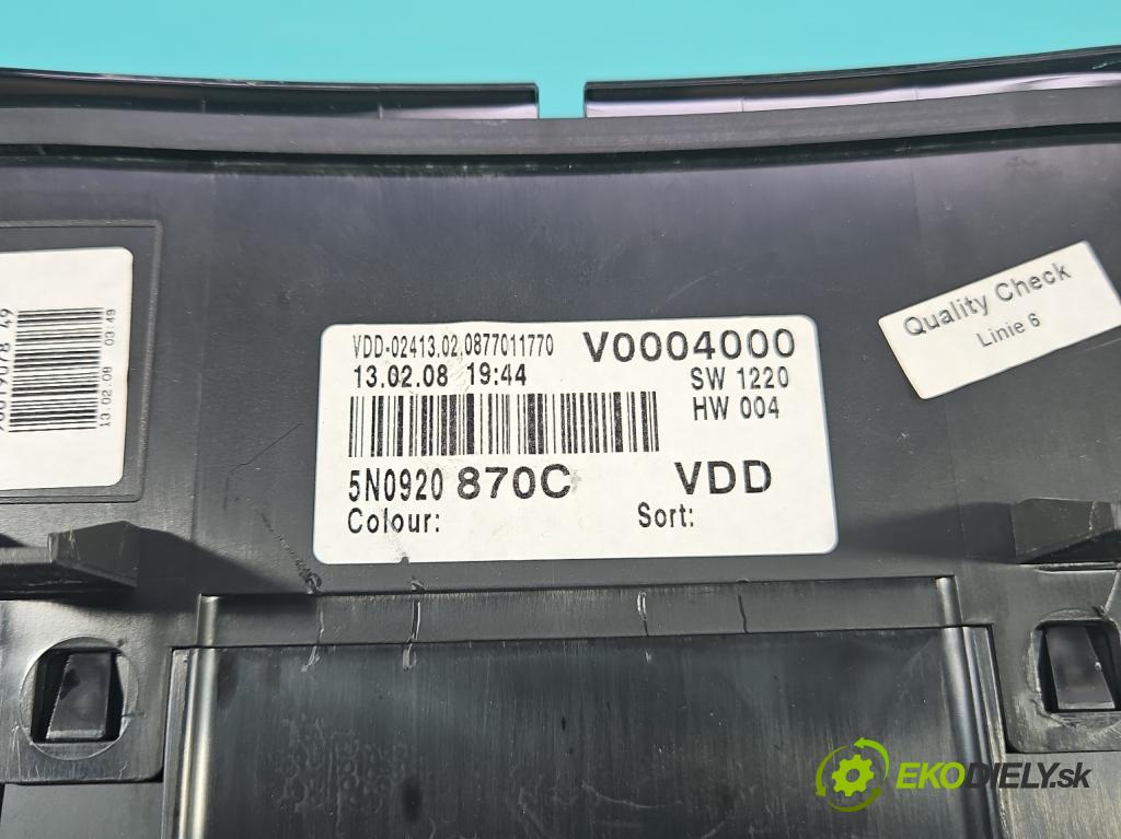 Vw Tiguan I 2007-2016 1.4 TSI 150 HP manual 110 kW 1390 cm3 5- prístrojovka/ budíky 5N0920870C (Prístrojová doska)