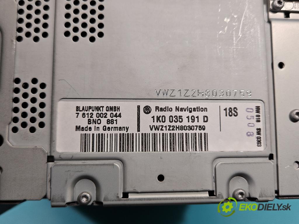 Vw Tiguan I 2007-2016 1.4 TSI 150 HP manual 110 kW 1390 cm3 5- Radio originál 1K0035191D