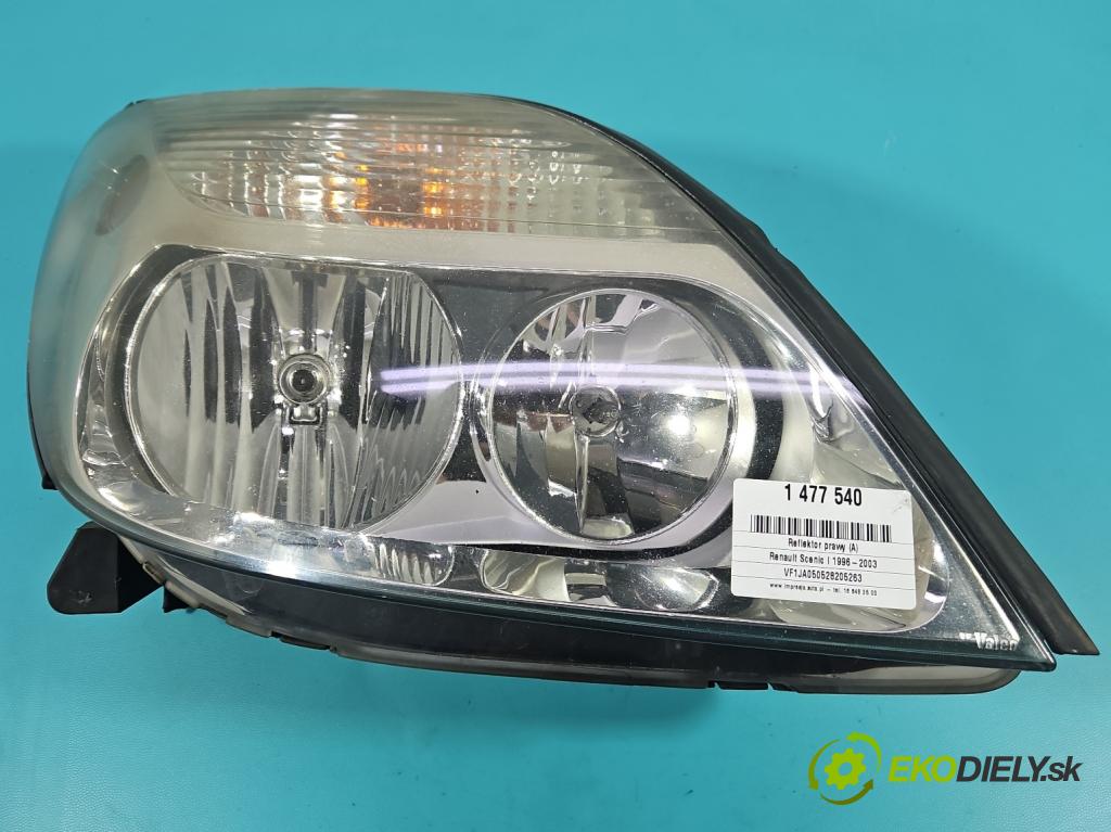 Renault Scenic I 1996-2003 1.9 dci 102 HP manual 75 kW 1870 cm3 5- Reflektor: pravý 7700432097 (Svetlo predné pravé)