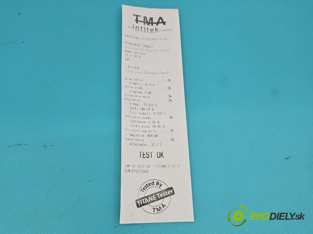 Land rover Discovery Sport 2014-2019 L550 2.0 Td 179KM automatic 132 kW 1999 cm3 5- Alternator 0125812068 (Alternátor)
