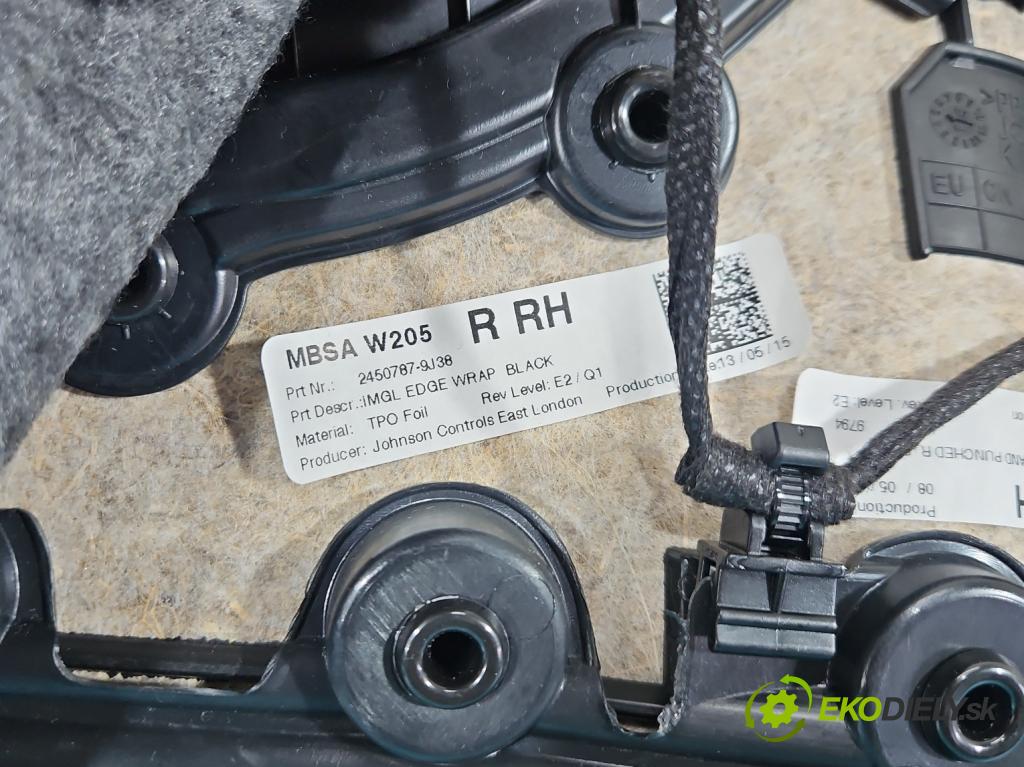 Mercedes C W205 2014–2021 2.0 16V 184 hp automatic 135 kW 1991 cm3 4- Tapacír: dveře zadní pravé