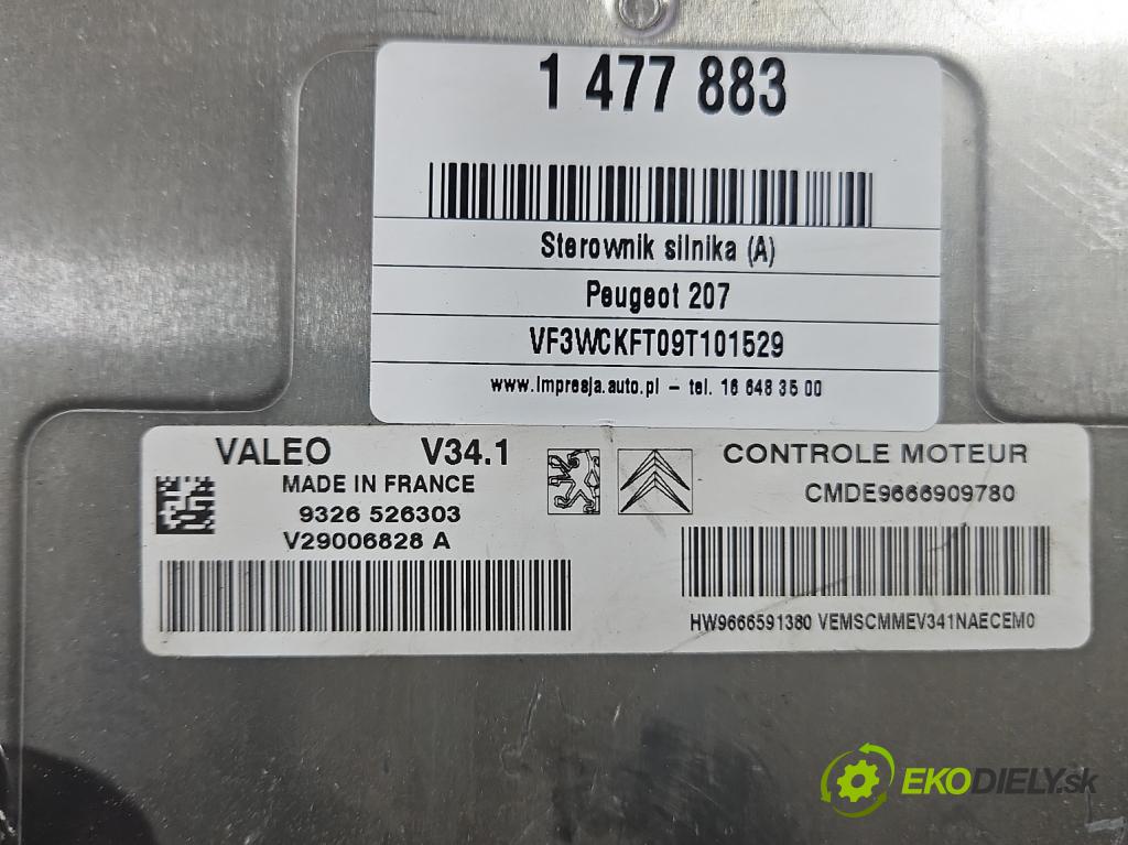 Peugeot 207 1.4 8V 73 HP manual 54 kW 1360 cm3 5- riadiaca jednotka motora V29006828A