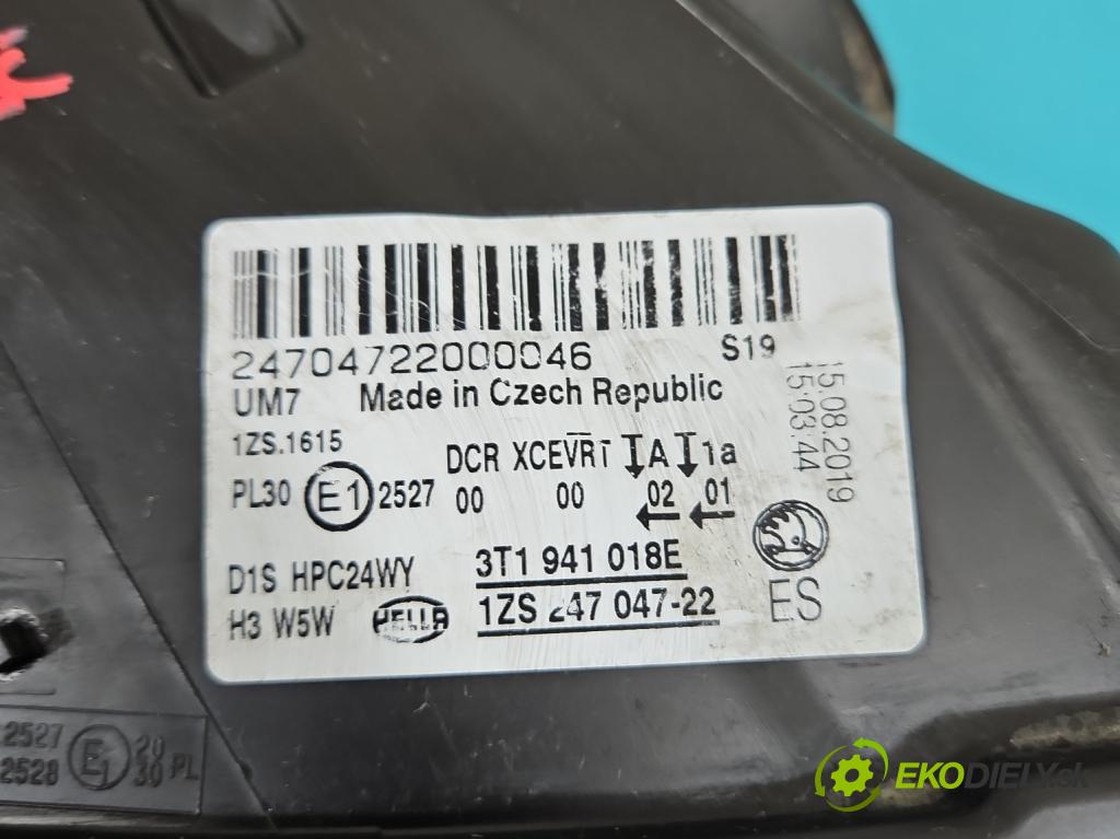 Skoda Superb II 2008-2015 2.0 tdi 140 hp manual 103 kW 1968 cm3 5- světlo pravý 3T1941018E (Pravé přední světlo)