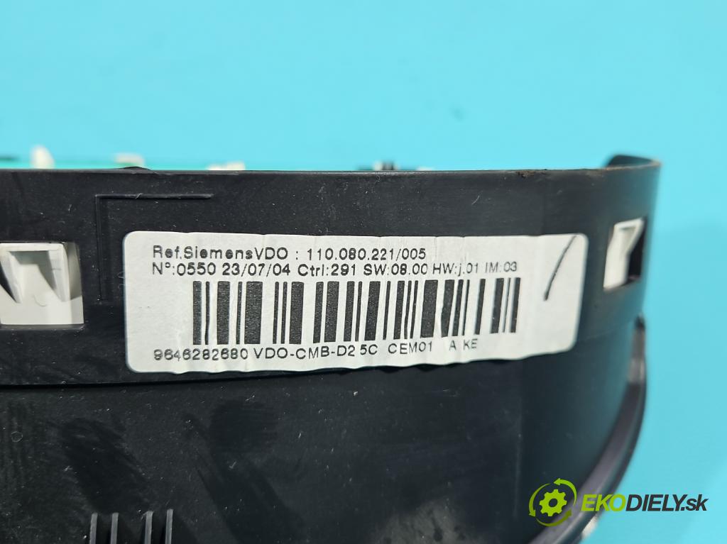 Peugeot 407 1,8.0 16V 116 HP manual 85 kW 1749 cm3 5- prístrojovka/ budíky 9646282680 (Prístrojová doska)
