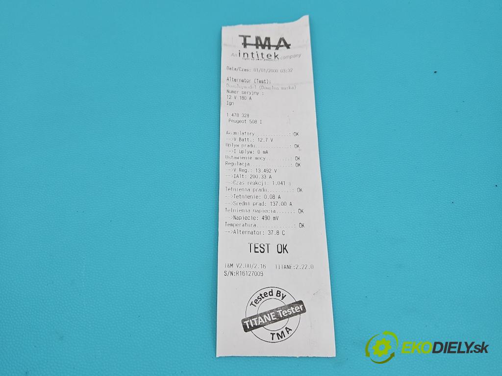 Peugeot 508 I 2010-2018 2.0 hdi 163 HP manual 120 kW 1997 cm3 5- Alternator 9803750980 (Alternátor)