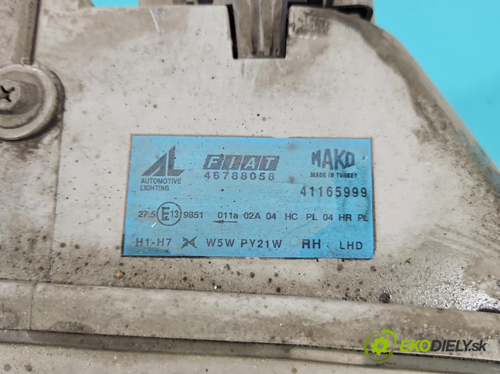 Fiat Albea 1.2 16V 80 hp manual 59 kW 1242 cm3 4- světlo pravý 46788058 (Pravé)