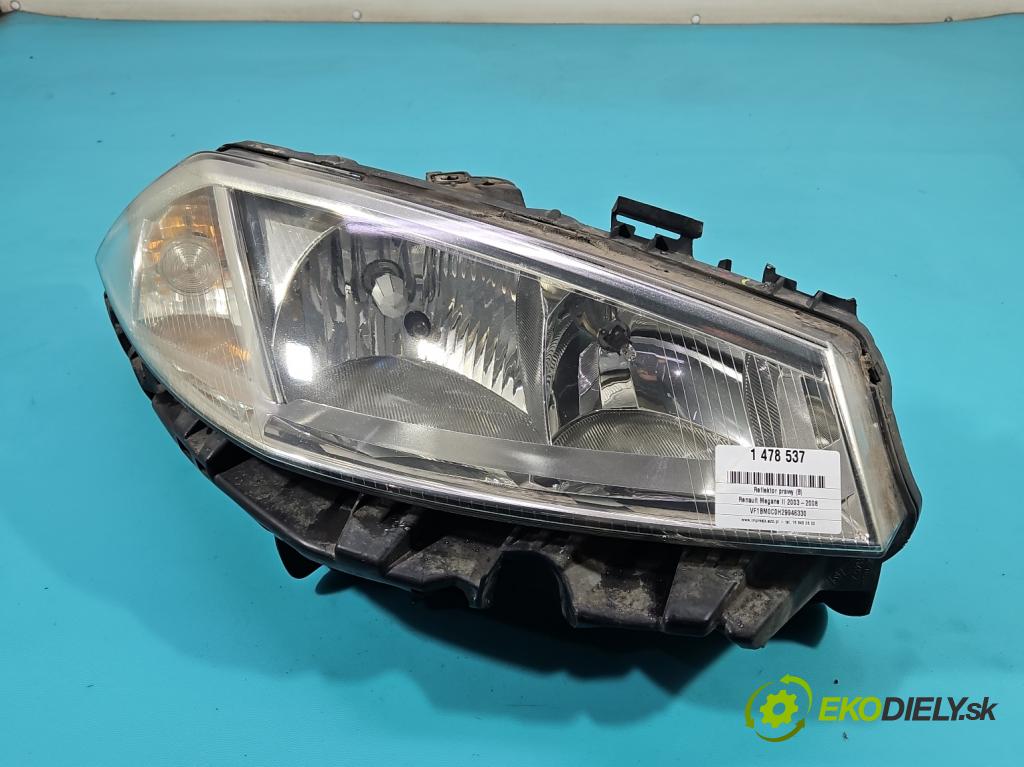 Renault Megane II 2003-2008 1.6 16V 113 HP manual 83 kW 1598 cm3 5- Reflektor: pravý 89307000 (Svetlo predné pravé)