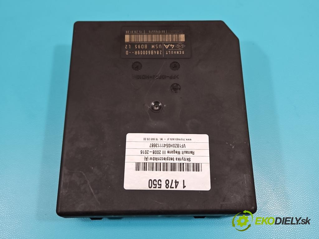 Renault Megane III 2008-2016 1.6 16V 101 hp manual 74 kW 1598 cm3 5- skříňka pojistková 284B60009R (Pojistkové skříňky)