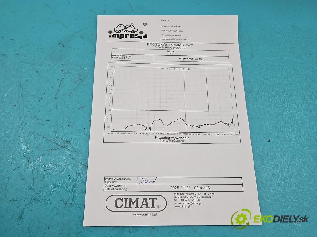 Audi A7 4G 2010-2018 4.0 V8 TFSI 420hp automatic 309 kW 3993 cm3 5- Turbodmychadlo repasováno 079145703P
