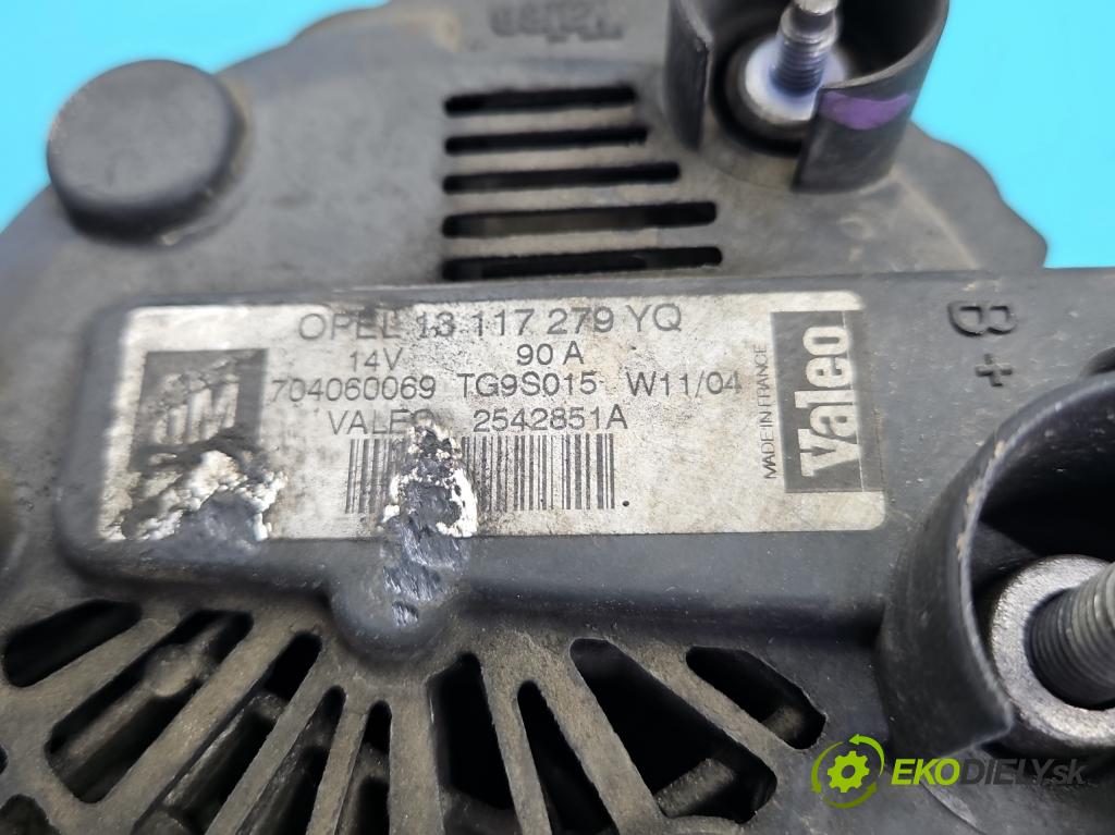 Opel Corsa C 2000-2006 1,3.0 cdti 69KM manual 51 kW 1248 cm3 3- Alternator 13117279YQ (Alternátor)