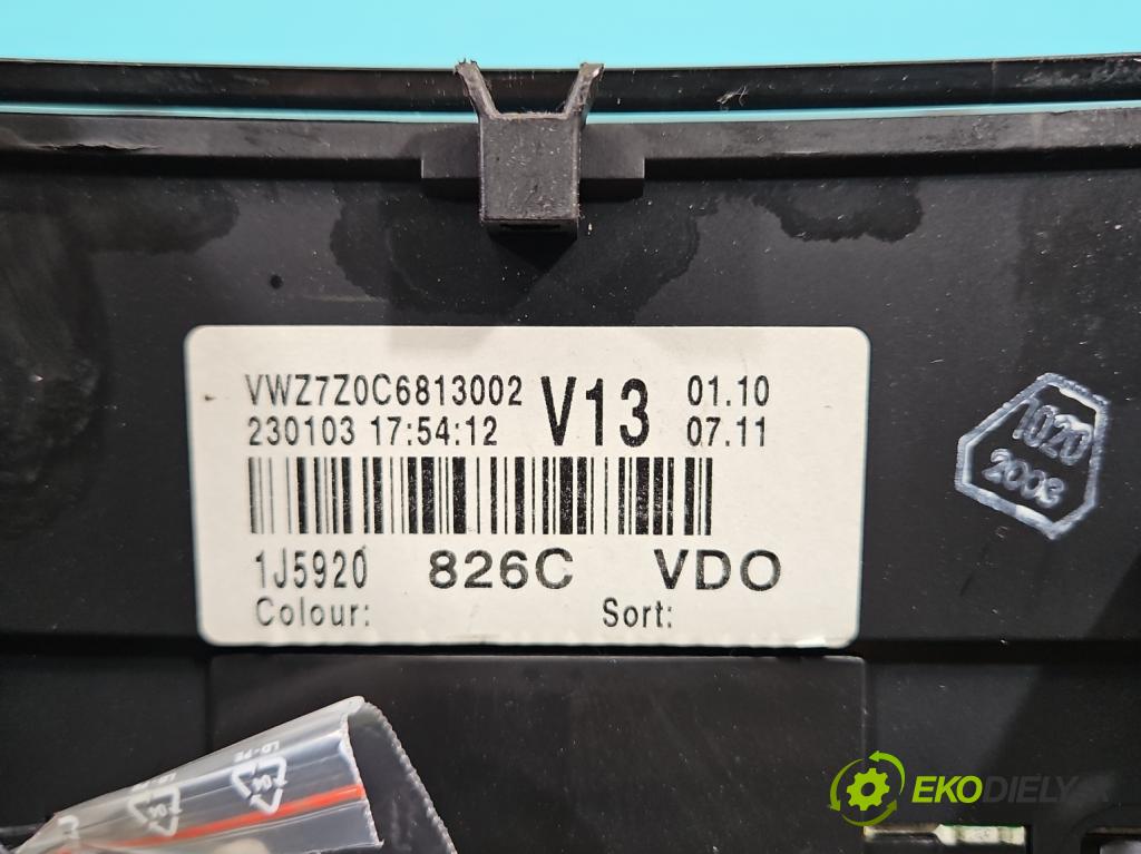 Vw Bora 1.9 tdi 101 HP manual 74 kW 1896 cm3 4- prístrojovka/ budíky 1J5920826C (Prístrojová doska)