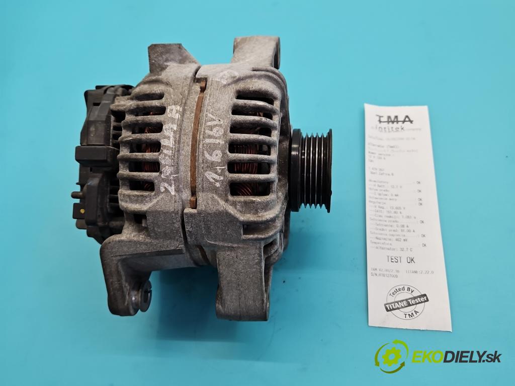 Opel Zafira B 2005-2014 1.6 16V 105 HP manual 77 kW 1598 cm3 5- Alternator 0124425009 (Alternátor)