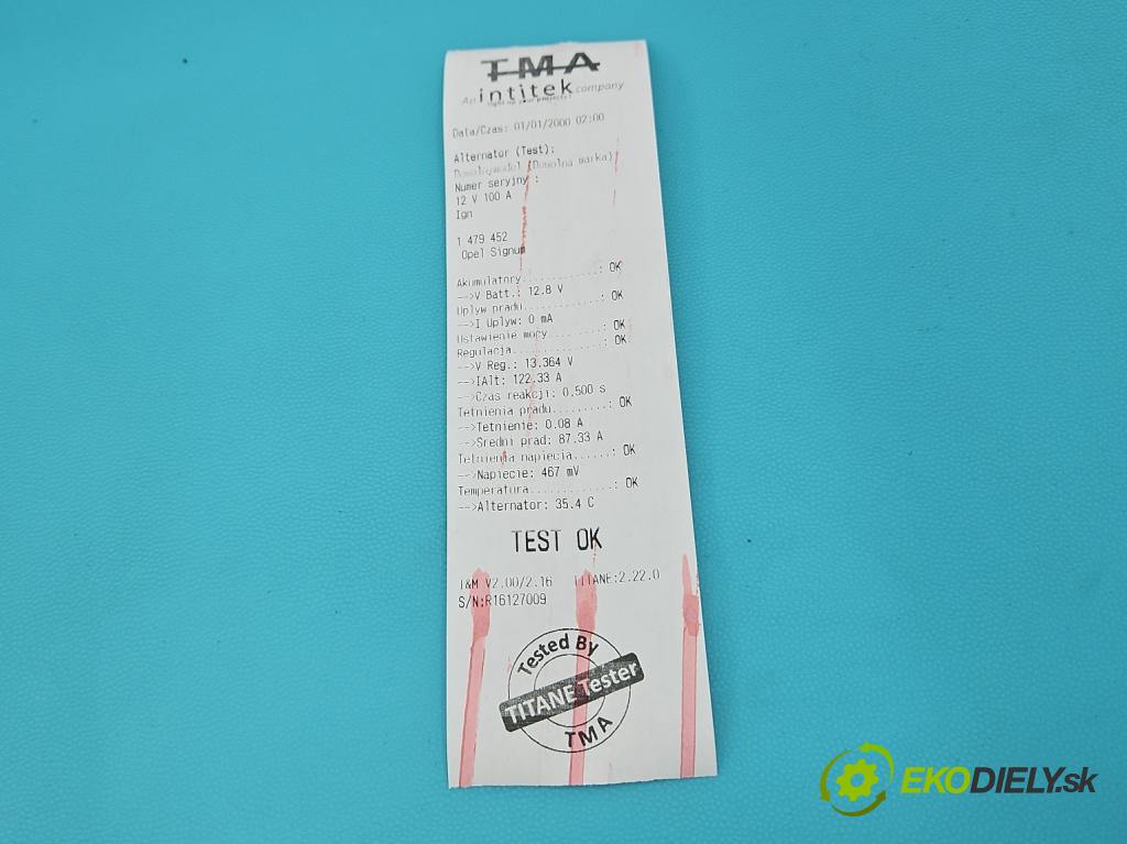 Opel Signum 2.2 16V 155 HP manual 114 kW 2198 cm3 5- Alternator 0124425019 (Alternátor)