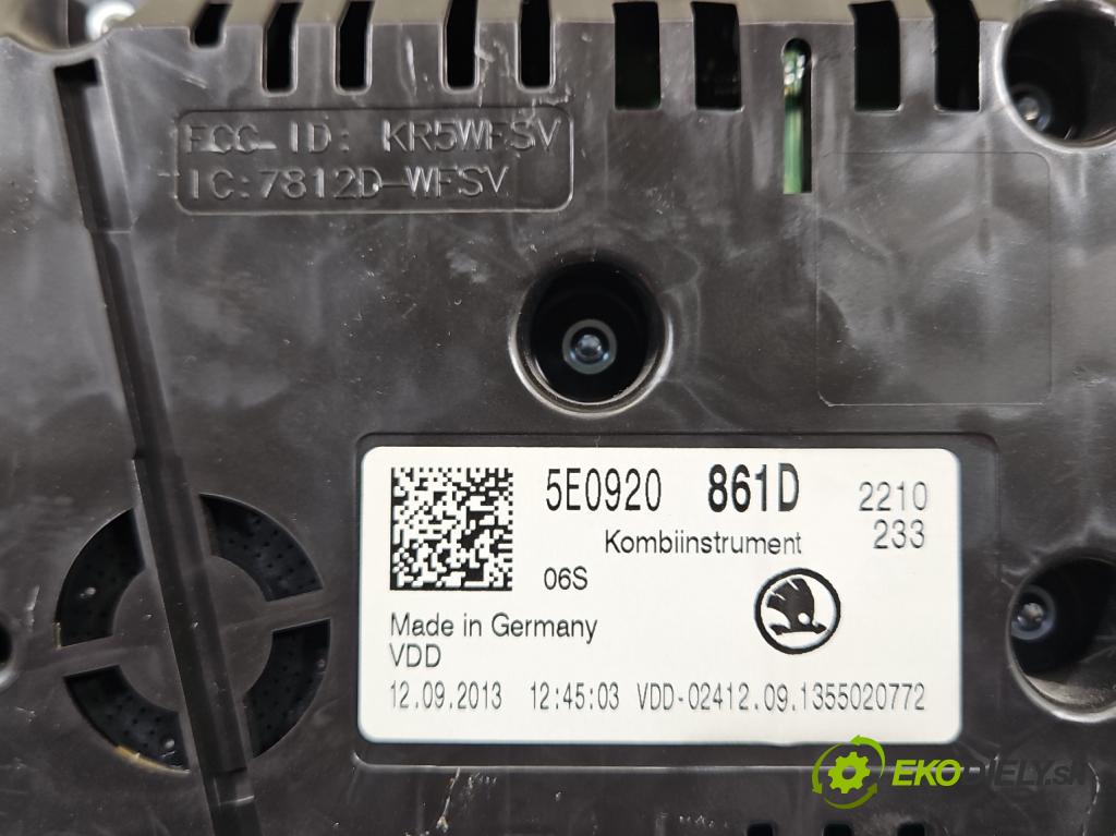 Skoda Octavia III 2013- 1.6 tdi 90 HP manual 66 kW 1598 cm3 5- prístrojovka/ budíky 5E0920861D (Prístrojová doska)