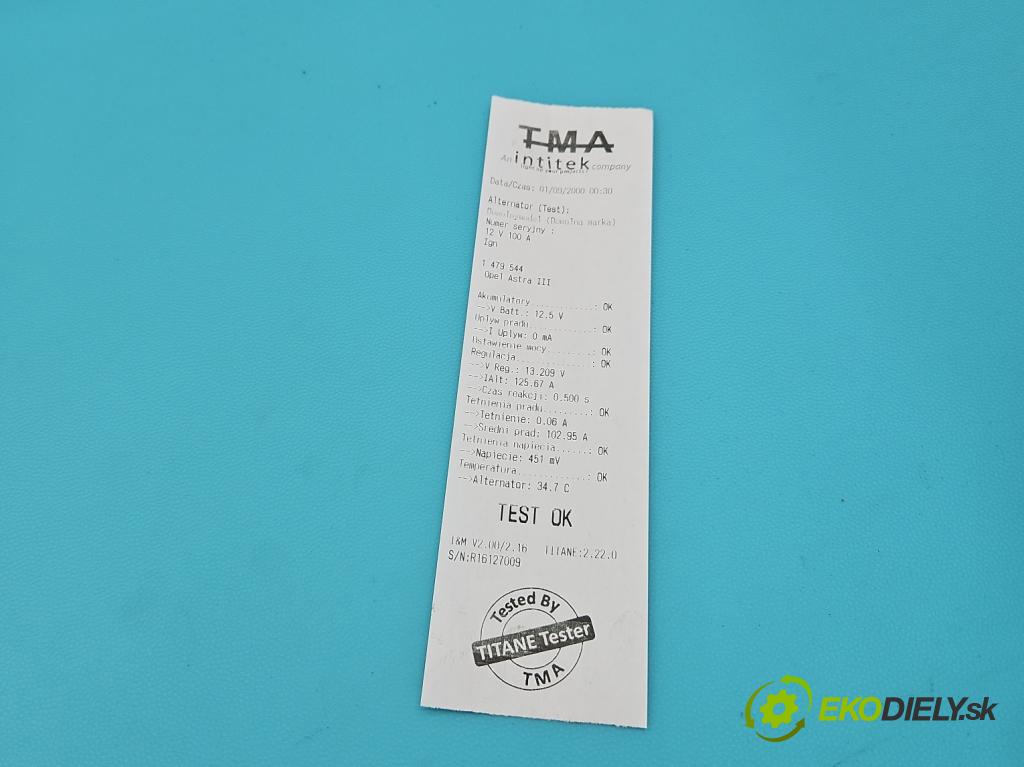 Opel Astra III 2004-2014 1.4 16V 90 HP manual 66 kW 1364 cm3 5- Alternator 0124425024 (Alternátor)