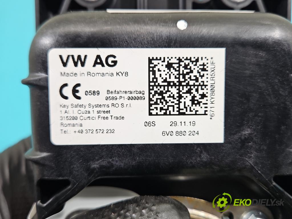Skoda Fabia III 2014- 2021 1.0 MPI 60 HP manual 44 kW 999 cm3 5- airbag vzduch: spolujezdce: 6V0880204 (Airbag)