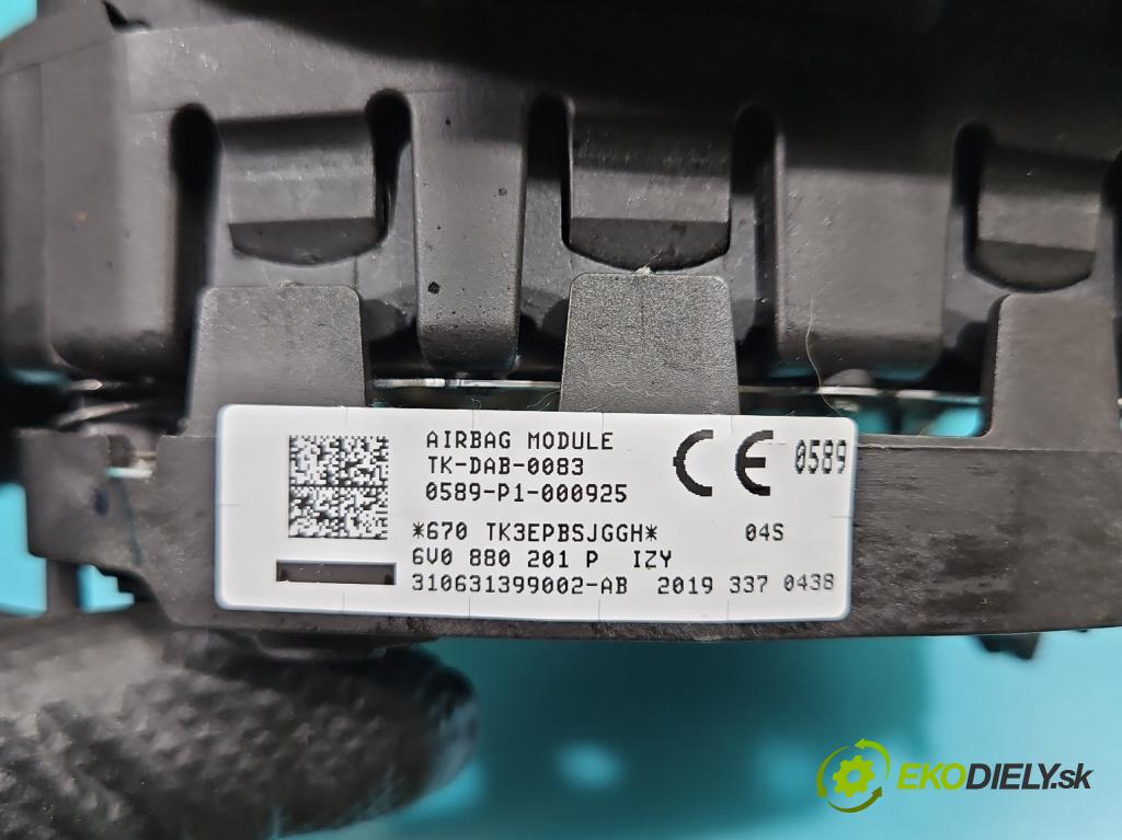 Skoda Fabia III 2014- 2021 1.0 MPI 60 HP manual 44 kW 999 cm3 5- airbag vzduch: Řidiči: 6V0880201P (Airbag)