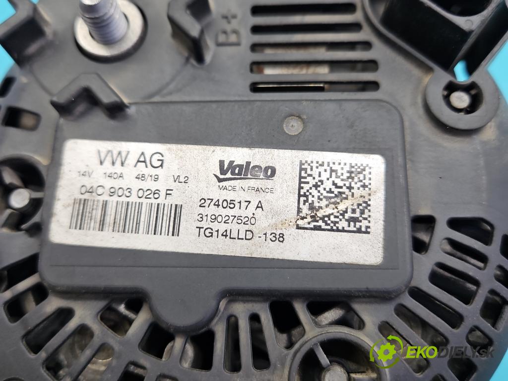 Skoda Fabia III 2014- 2021 1.0 MPI 60 HP manual 44 kW 999 cm3 5- Alternator 04C903026F (Alternátor)