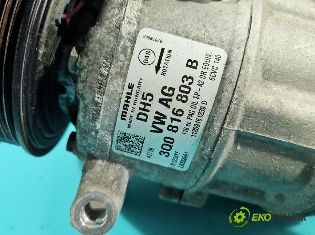 Skoda Fabia III 2014- 2021 1.0 MPI 60 HP manual 44 kW 999 cm3 5- Kompresor: klimatizácie 3Q0816803B (Kompresor klimatizácie)