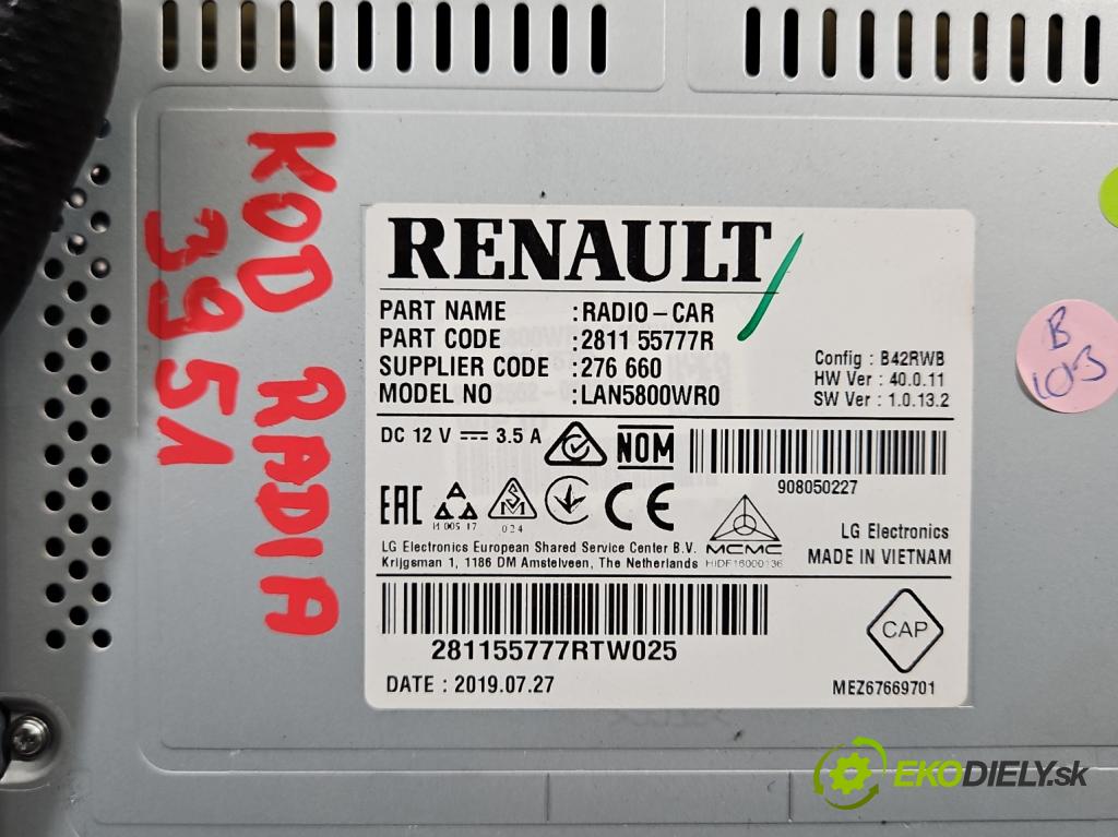 Renault Captur I 2013-2019 0.9 Tce 90 HP manual 66 kW 898 cm3 5- Radio originál 281155777R