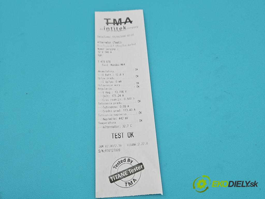 Ford Mondeo Mk4 2007-2014 2.0 tdci 140 HP automatic 103 kW 1997 cm3 4- Alternator 0121615028 (Alternátor)